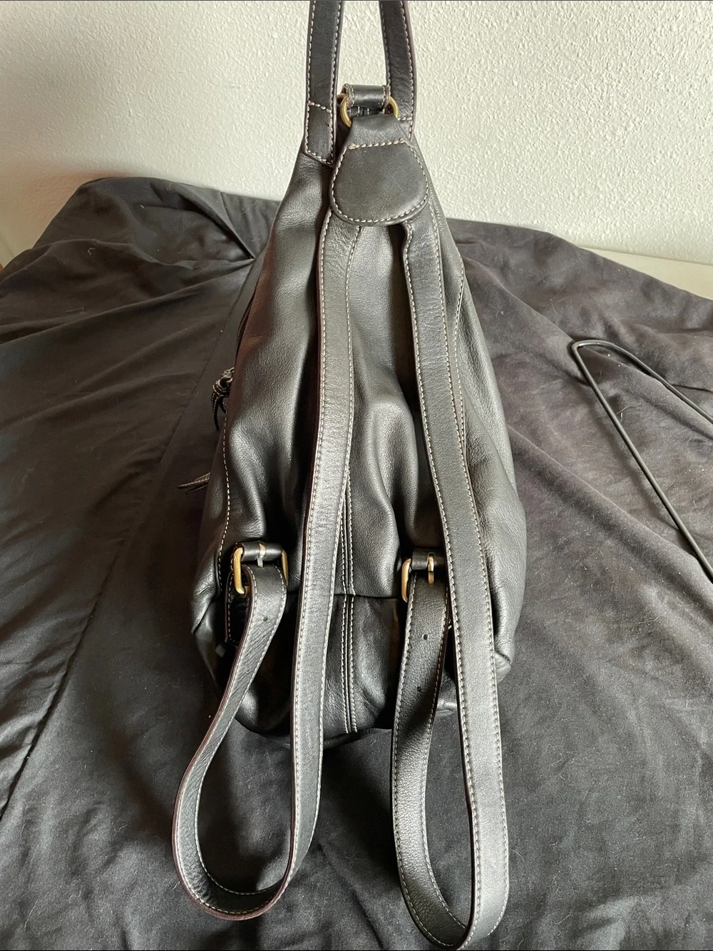 Tignanello- Soft Geniune Black Leather Backpack/Purse